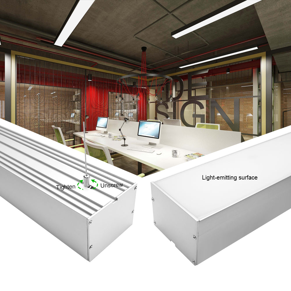 Breiter LED-Aluminium-Pendelkanal H10075B – 75 mm Innenbreite | Silber | Milchweiße Abdeckung | Mit Installationszubehör | – Aufhängung für lineare Bürobeleuchtung – 1 m / 2 m | 10er-/20er-Pack