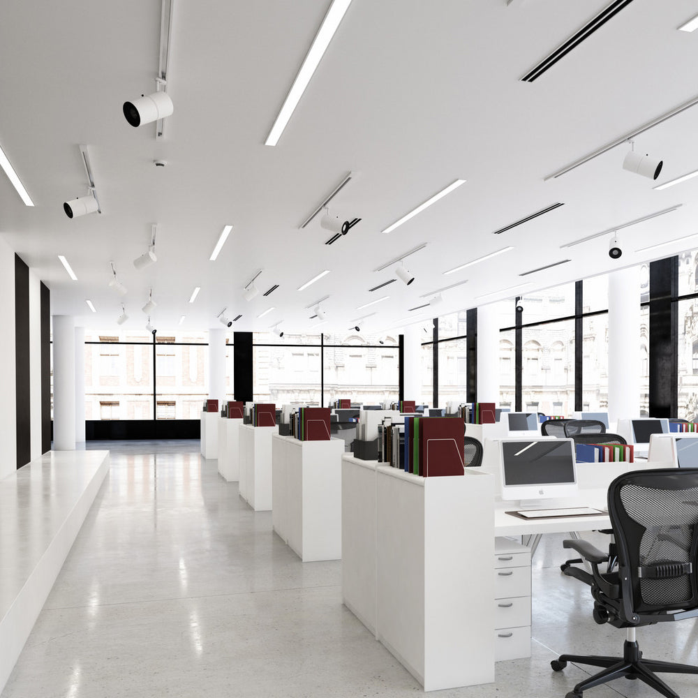 Wide Pendant LED Aluminum Channel H5075B – 29.3mm Inner Width | Silver | Milky White Cover | With Installation Accessories | – Suspension Mounting Linear Office Lighting – 1m / 2m | 10 / 20-Pack