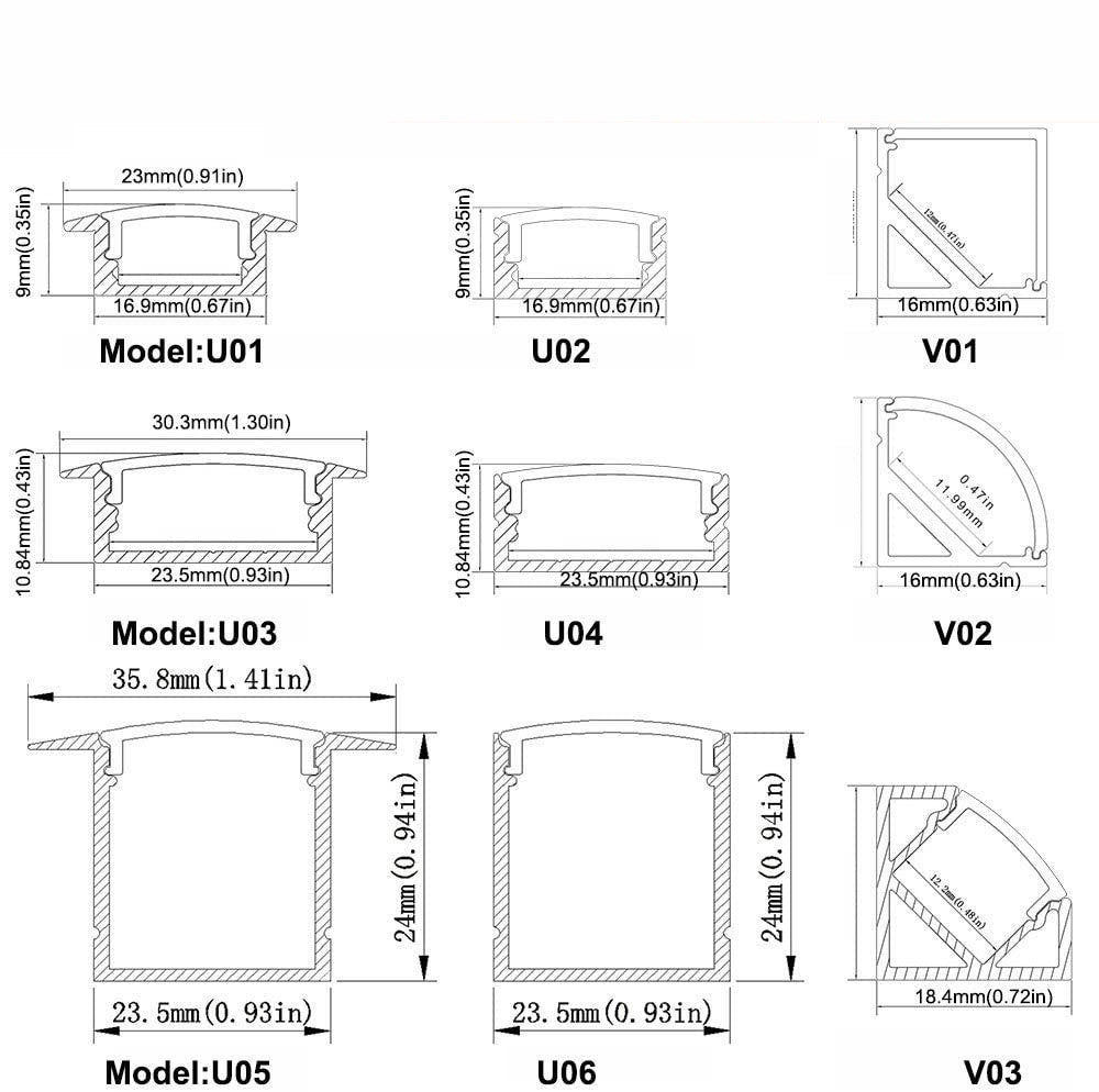 U Shape LED Channel U04-A – 20mm | Silver / Black | Milky White Cover | With Installation Accessories | – Heavy-Duty Aluminum Profile – 1m / 2m / 3m | 50 / 100-Pack
