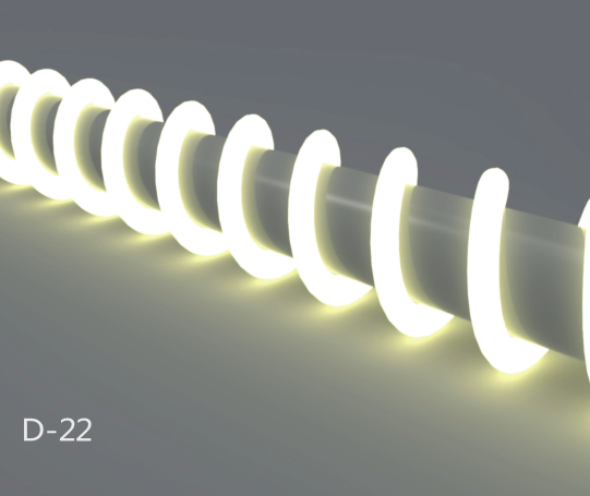 Neon Light Housing – S22D Black | ⏀22mm Silicone LED Channel System | IP67 Waterproof | 8mm PCB Width | 164FT/50M