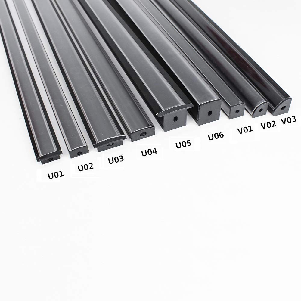U-förmiger LED-Kanal U02-B – 12 mm | Silber | Milchweiße Abdeckung | Mit Installationszubehör | – Standard-Aluminiumprofil – 1 m / 2 m / 3 m | 50er-/100er-Pack