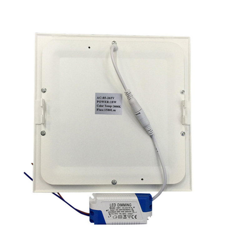 Panneau LED blanc à finition carrée de 10 mm d'épaisseur, encastré au plafond, 100-240 V CA