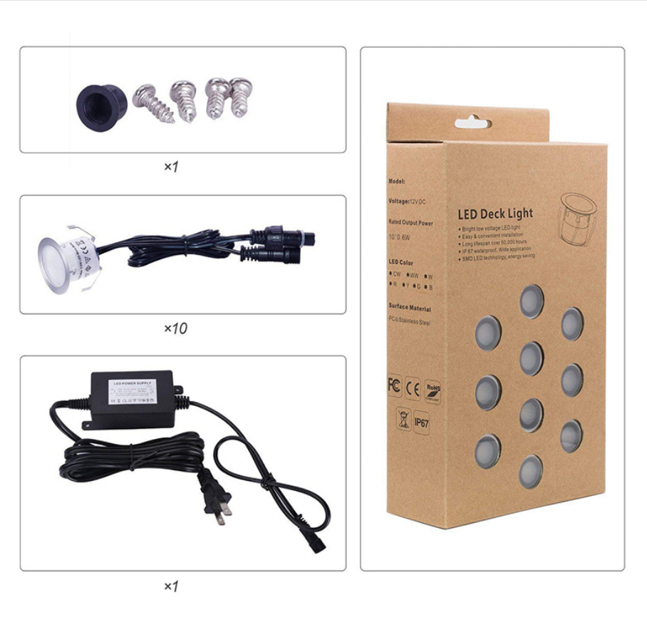 Lot de 10 spots LED encastrés pour terrasse, étanches IP67, pour jardin, cour, escaliers, salle de bain et cuisine