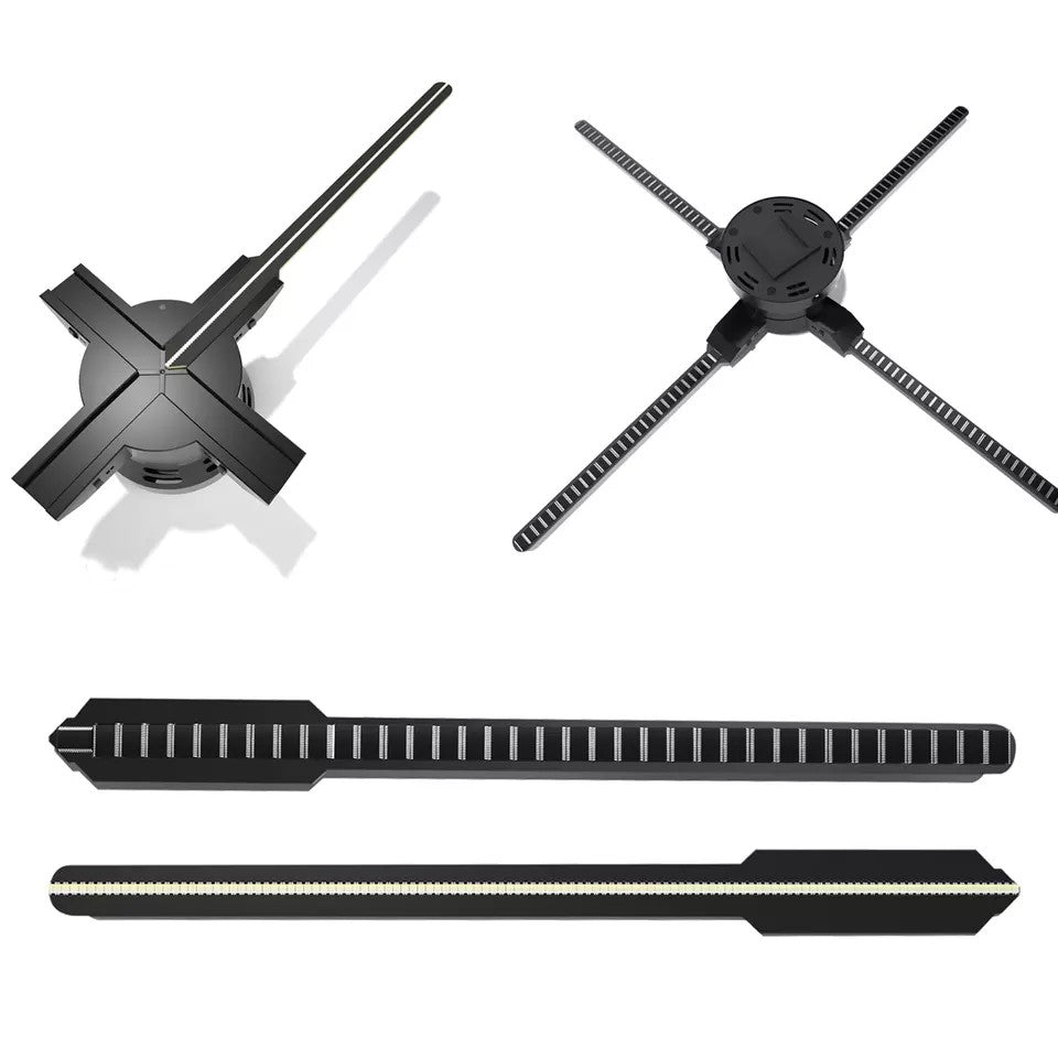 FL-AS Series 52cm to 64cm (20.5–25.2 inch) Medium Size | 3D Hologram Fan LED Display | Flat Fan Asynchronous Control | Hologram Display Fan | Fan Only / Desktop Stand / Transparent Protective Cover / Black Protective Cover | 4 Blades