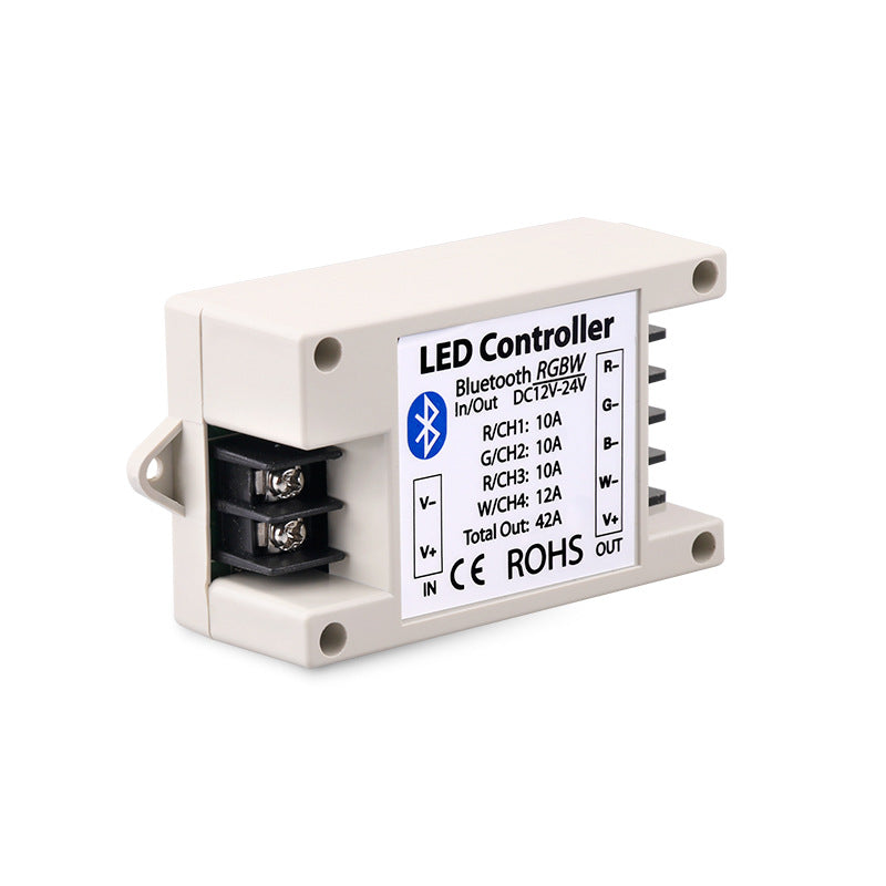 Contrôleur de bande LED RGB/RGBW Bluetooth – 12 V-24 V CC | Contrôle via application smartphone (iOS et Android) | Pour bandes LED