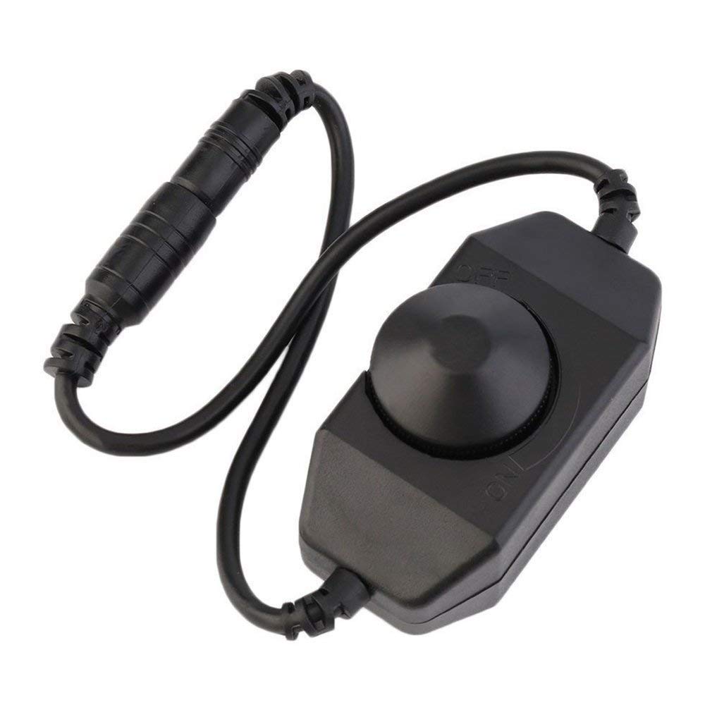 Variateur LED monochrome – 12 V-24 V CC 6 A | Contrôleur variateur LED à commutateur rotatif | Noir/blanc | Pour bandes LED