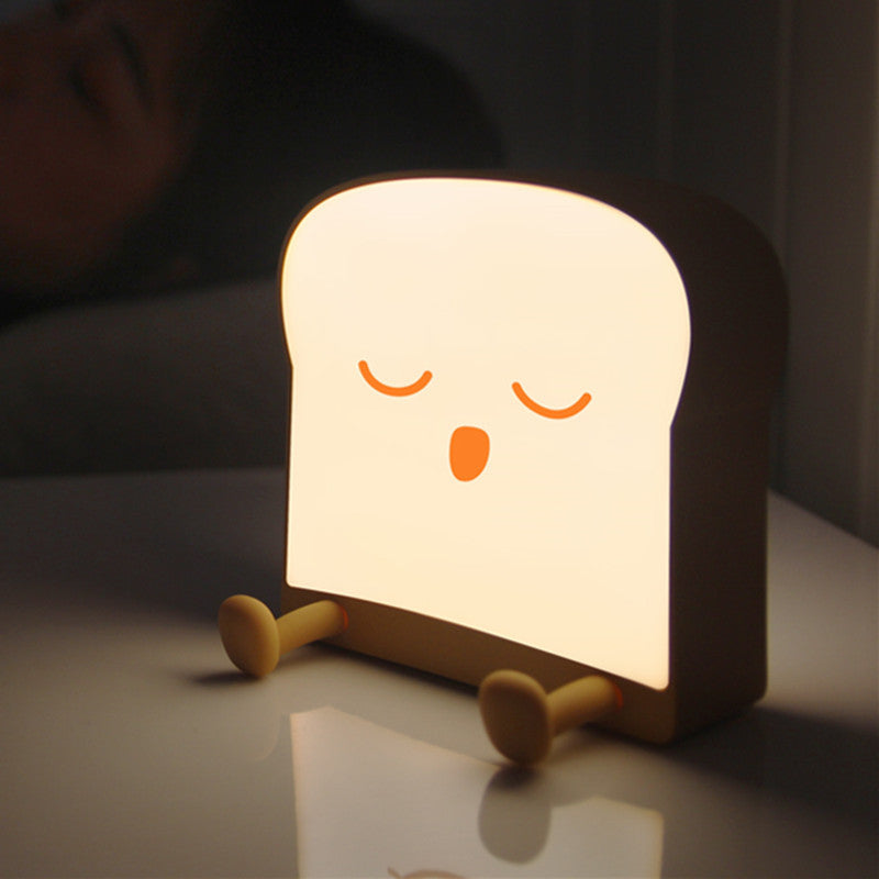 Meme Toast Bread LED Night Light – Rechargeable Bedside Nursery Lamp with Phone Stand