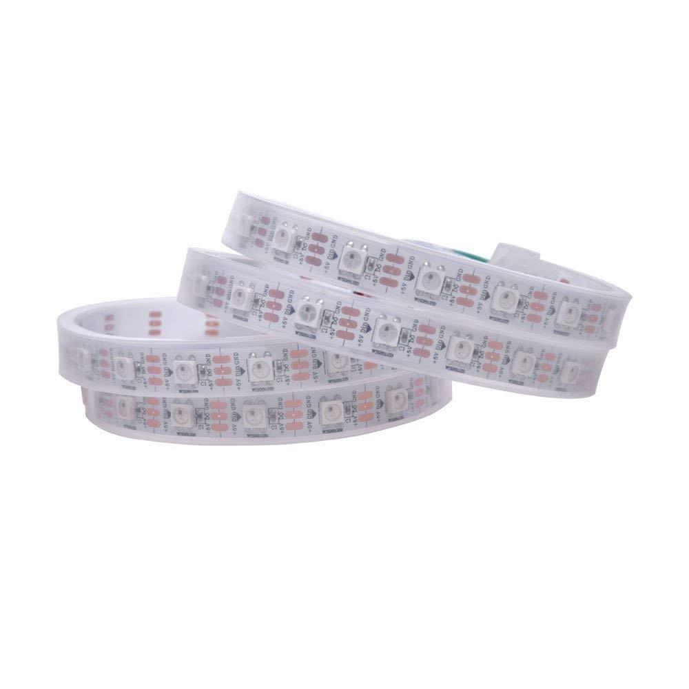 DC5V WS2812b RGBIC LED Strip Light - 10mm PCB | SMD5050 Individually Addressable | 30 / 60 / 96LEDs/M | White PCB | IP00 / IP65 / IP67 | Flowing Multicolor LED Strip for Party, Decoration, Home DIY Lighting Projects | 5/50M