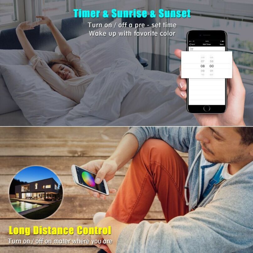 WiFi RGB/RGBW LED-Streifen-Controller – DC5V-24V | WiFi-App-Steuerung mit optionaler 24-Tasten-Fernbedienung | Für LED-Streifen