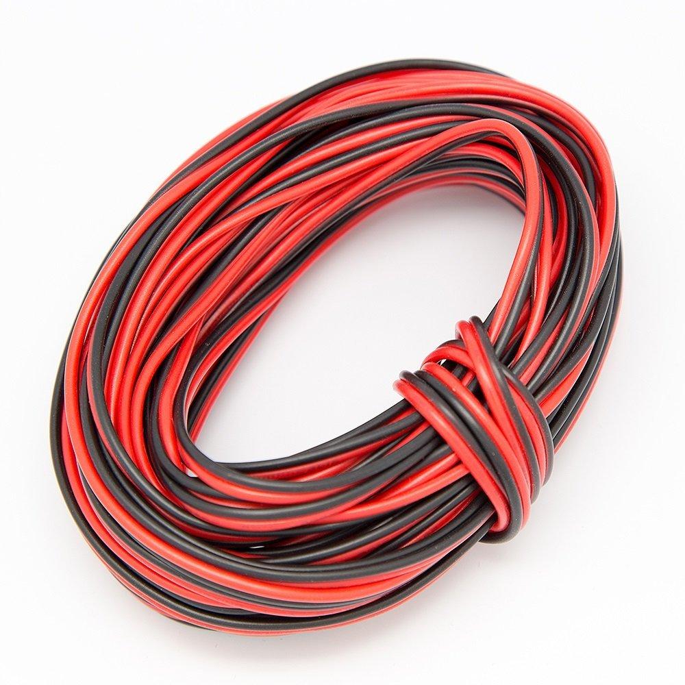 22 Gauge Rot & Schwarz LED-Streifen-Verlängerungskabel 2-polig 2-farbiges Standdraht-Flachkabel für SMD5050 3528 5630 2538 Einzelfarbe