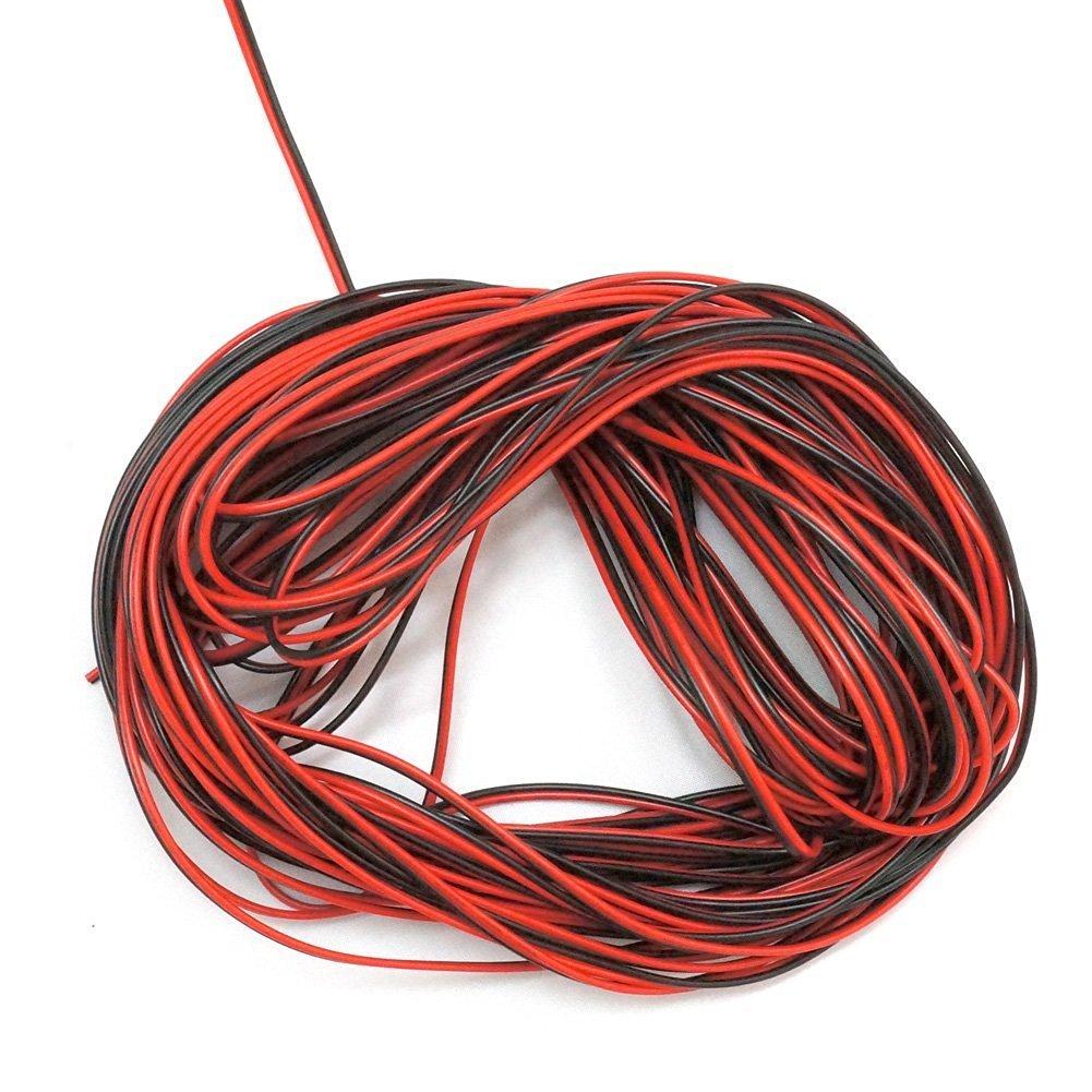 22 Gauge Rot & Schwarz LED-Streifen-Verlängerungskabel 2-polig 2-farbiges Standdraht-Flachkabel für SMD5050 3528 5630 2538 Einzelfarbe