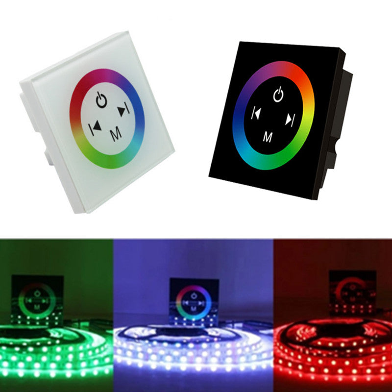 Contrôleur LED tactile à anneau coloré pour panneau mural TM08 12 V-24 V CC, pour bandes LED RVB à changement de couleur