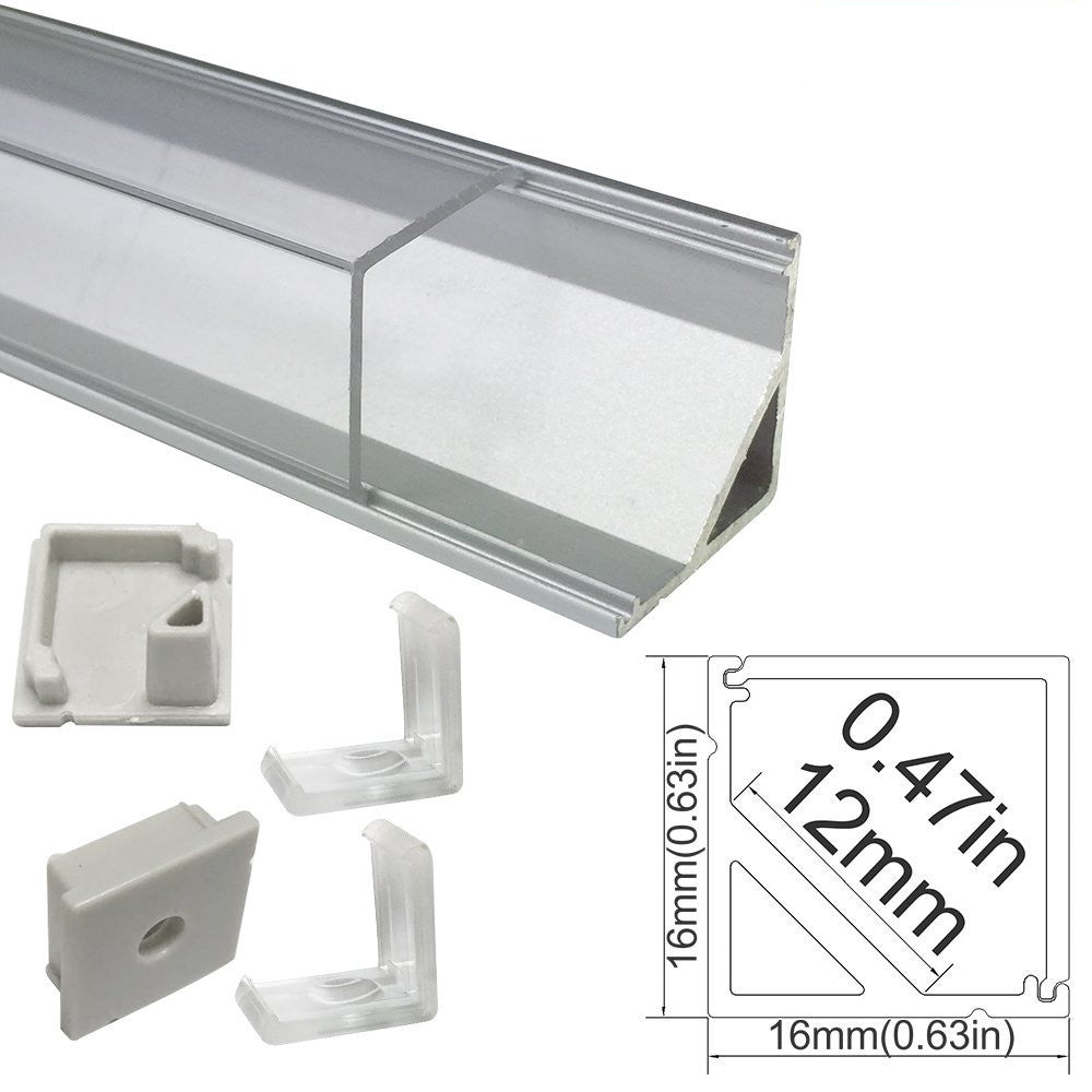 V Shape LED Channel V01-A – 12mm | Silver / Black | Milky White Cover | With Installation Accessories | – Heavy-Duty Aluminum Profile – 1m / 2m / 3m | 50 / 100-Pack