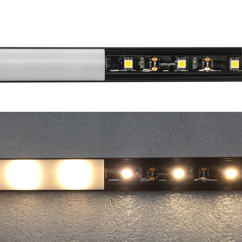 V Shape LED Channel V02-B – 10mm | Silver / Black | Milky White Cover | With Installation Accessories | – Standard Aluminum Profile – 1m / 2m / 3m | 50 / 100-Pack