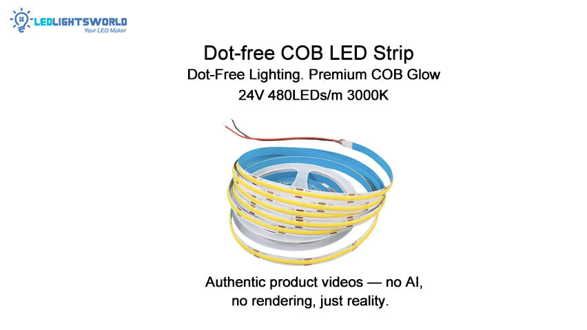 CRI90 COB LED Strip Light 24V 480 LEDs/m Dot-Free Warm White Demo | LEDLightsWorld