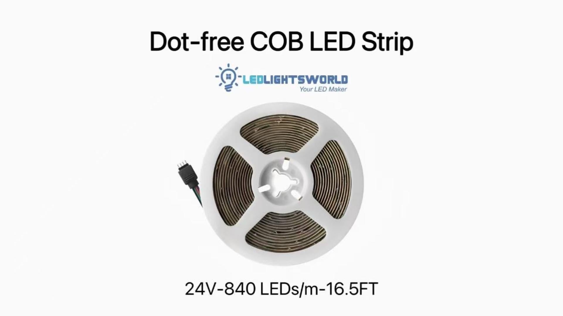 RGB COB Flexible LED Strip Light 24V 840 LEDs/m Dot-Free RGB Lighting Demo | LEDLightsWorld