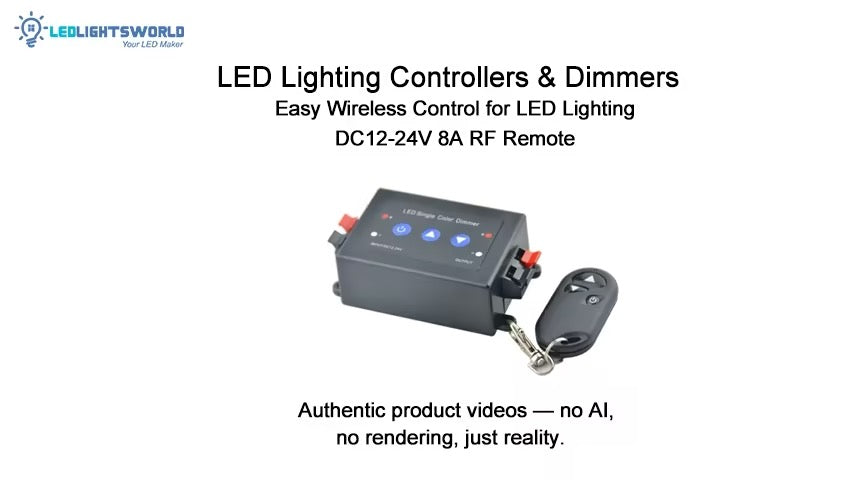 Single Color LED Dimmer DC12V-24V 8A RF Remote with Key Switch Demo | LEDLightsWorld