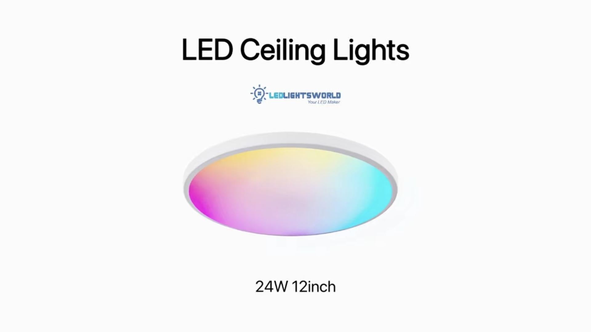 Smart RGBCW Ceiling Light 24W RGB Color Changing WiFi Ceiling Lamp Demo | LEDLightsWorld