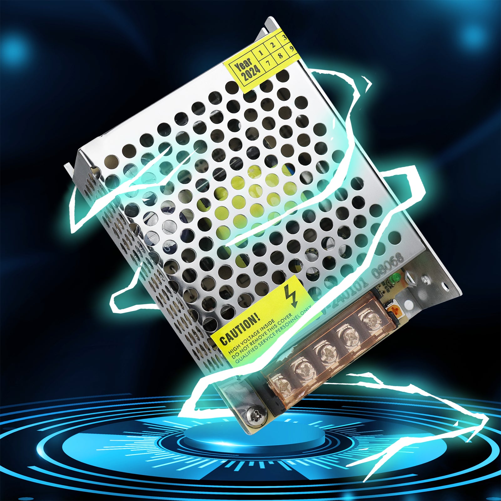 Alimentation à découpage CC 5 V 10 W–300 W, entrée CA 110/220 V, transformateur pour bande LED, boîtier métallique industriel avec bornes, certifié CE/FCC/RoHS (300 W avec ventilateur) 