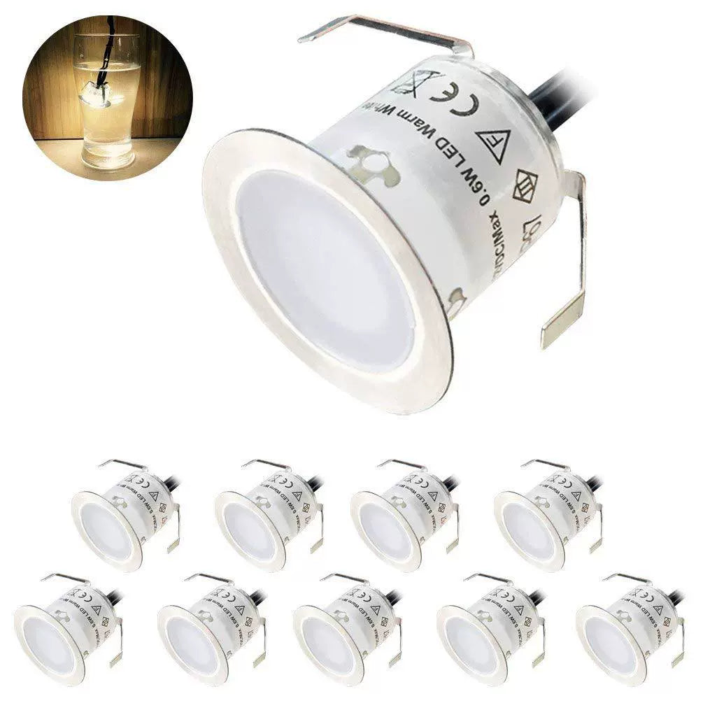 Lot de 10 spots LED encastrés pour terrasse, étanches IP67, pour jardin, cour, escaliers, salle de bain et cuisine