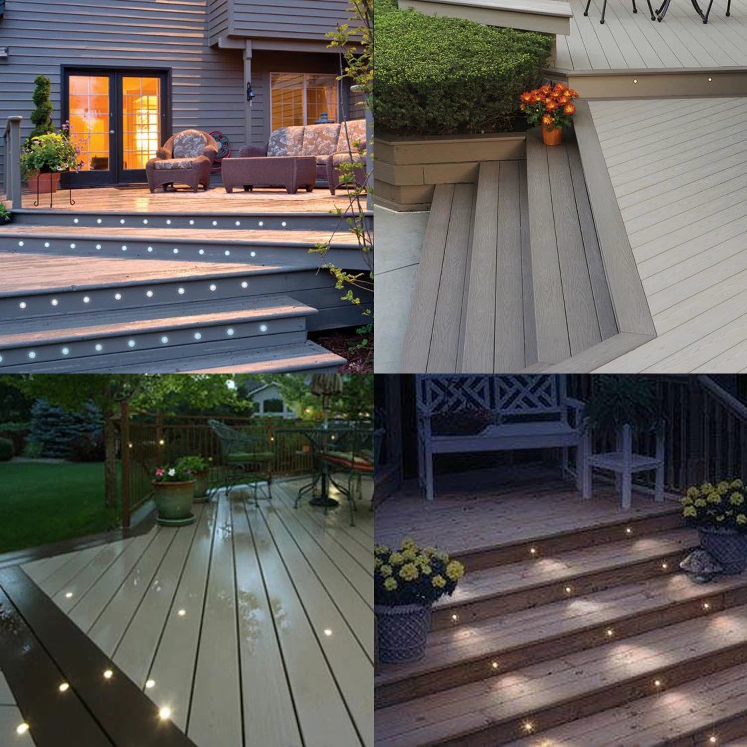 Lot de 16 spots LED encastrés pour terrasse, étanches IP67, pour jardin, cour, escaliers, salle de bain et cuisine