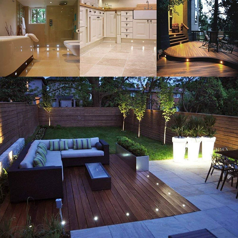 Lot de 16 spots LED encastrés pour terrasse, étanches IP67, pour jardin, cour, escaliers, salle de bain et cuisine