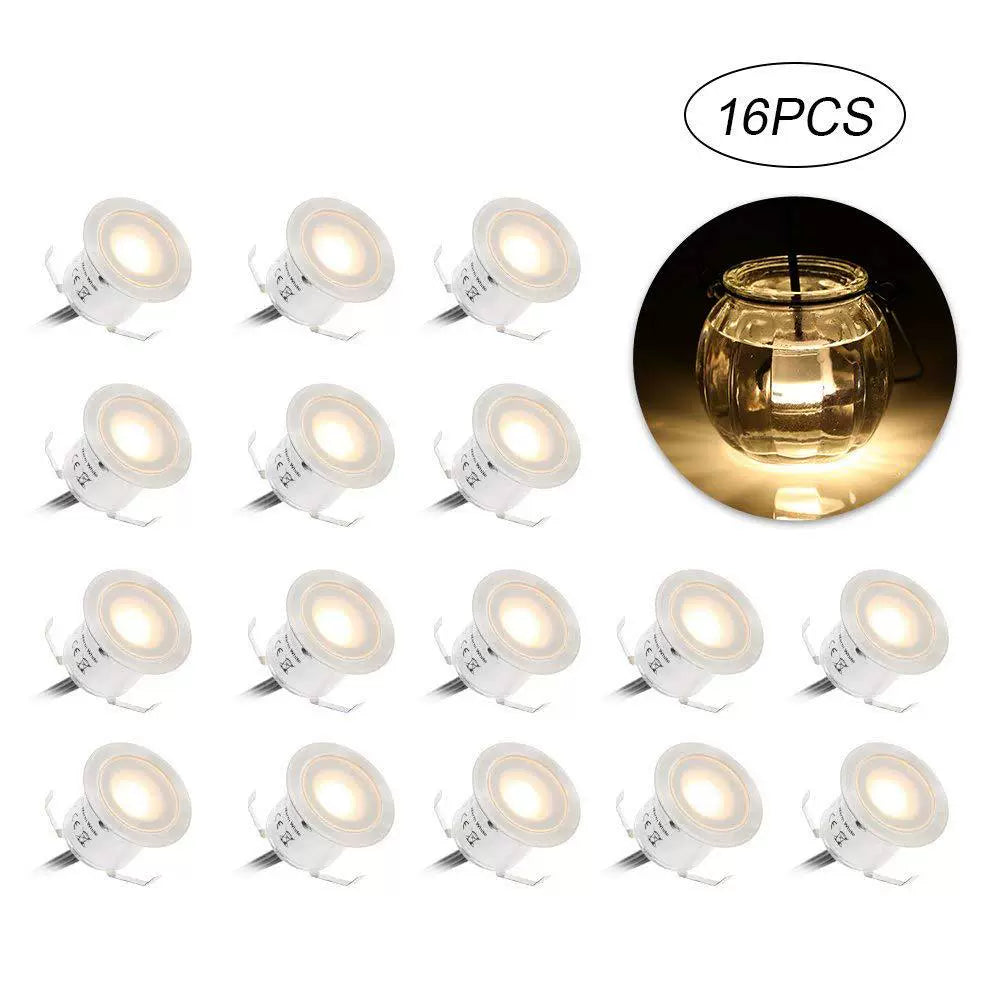 Lot de 16 spots LED encastrés pour terrasse, étanches IP67, pour jardin, cour, escaliers, salle de bain et cuisine