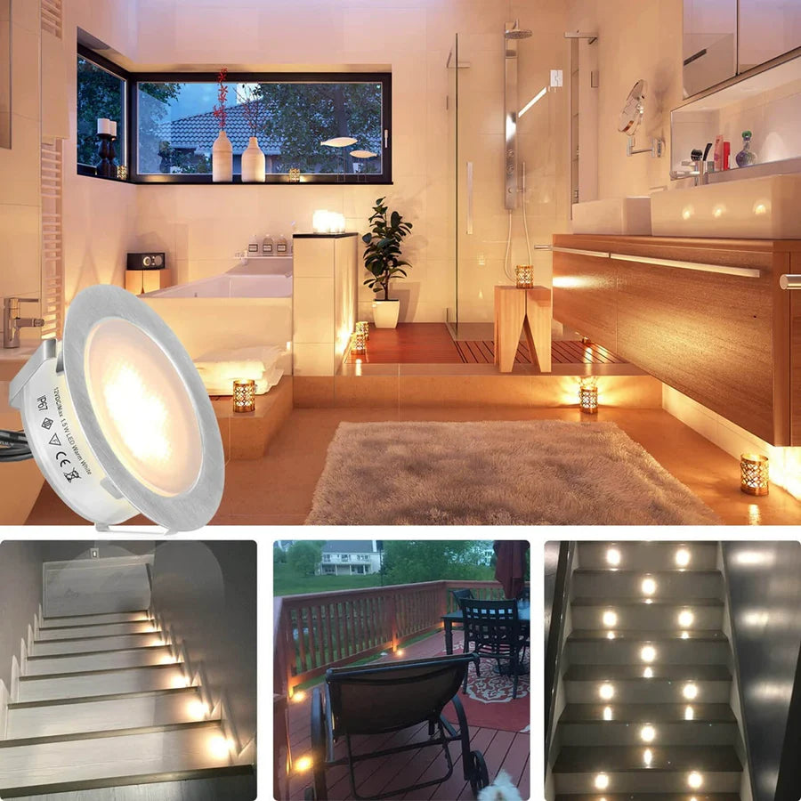 Lot de 8 spots LED d'extérieur encastrables, 3 W, DC12-24 V, IP67, antireflet, angle de 90 °, étanches, livraison gratuite