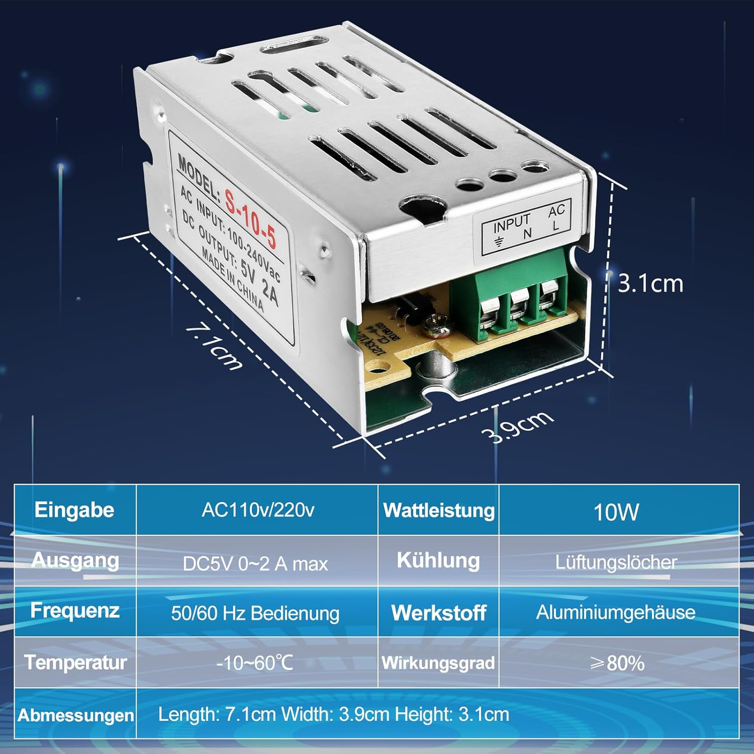 Alimentation à découpage CC 5 V 10 W–300 W, entrée CA 110/220 V, transformateur pour bande LED, boîtier métallique industriel avec bornes, certifié CE/FCC/RoHS (300 W avec ventilateur) 