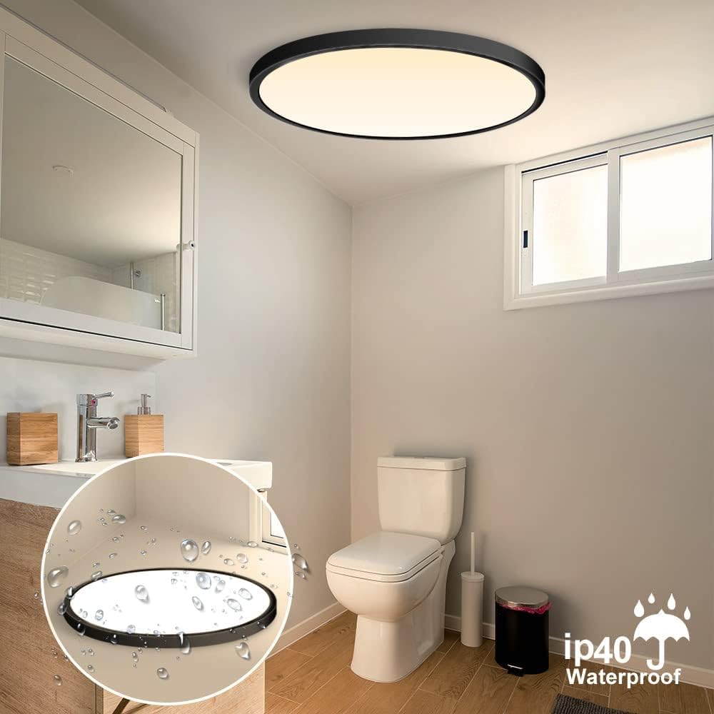 AC 110–130V Round LED Ceiling Light – Black – 18W / 24W / 32W Options – 3000K / 4500K / 5000K / 6500K – Flush Mount Ceiling Light – Local Stock (US)