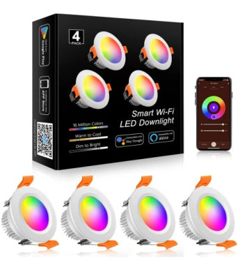 4er-Pack RGBW superhelle moderne LED-Einbauleuchten, 12 W, 12 V/24 V, weiß, runde LED-Einbauleuchten, Aluminium, Decken-Downlight für den Innenbereich, Hotelbeleuchtung, Barbeleuchtung, Tanzsaalbeleuchtung, Restaurantbeleuchtung