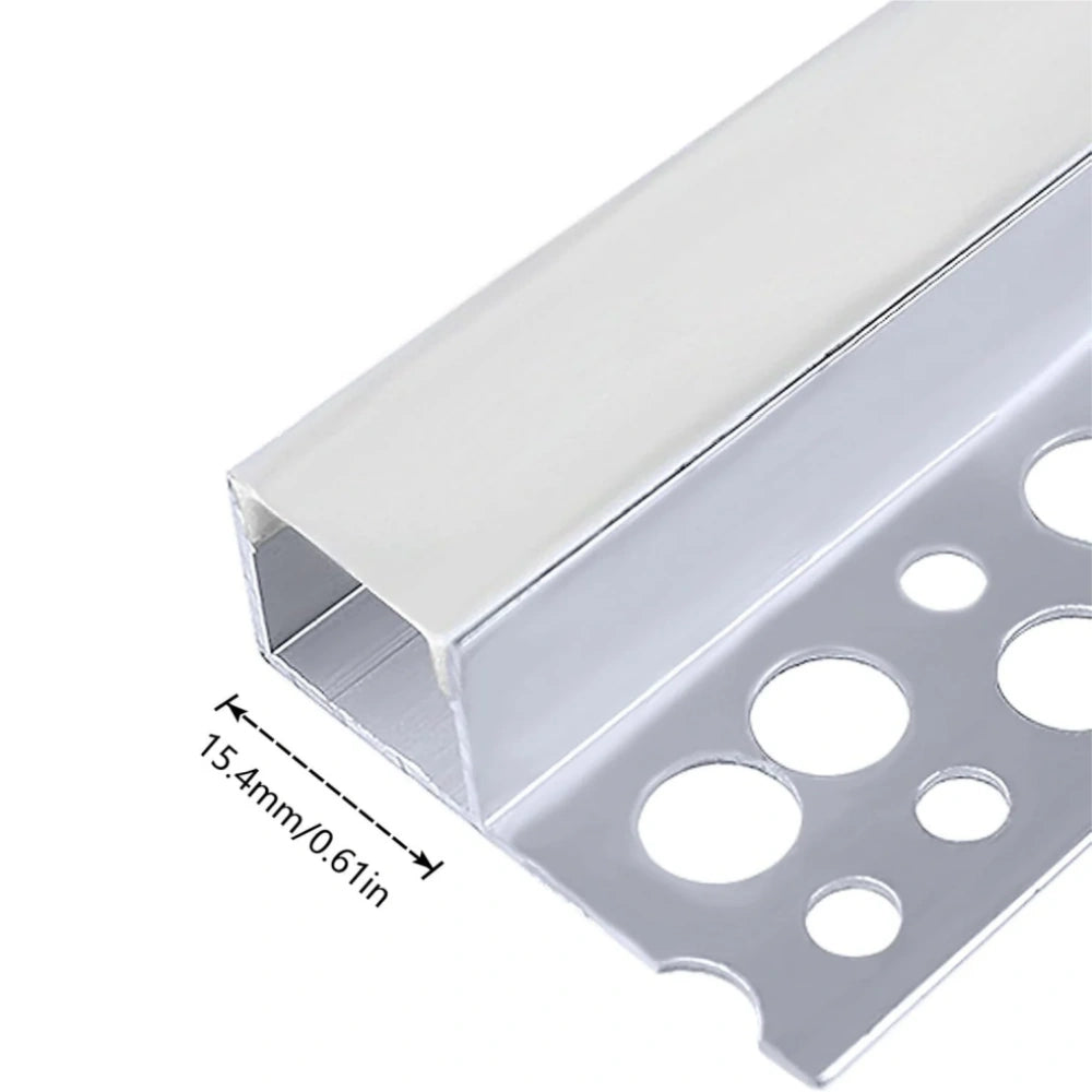 Profilés LED en aluminium pour cloison sèche, à encastrer sur une face – Compatibles avec des bandes LED de 1 à 12 mm | 1 mètre | Argent | Revêtement blanc laiteux | Lot de 4/6/10 | Stock local États-Unis/Royaume-Uni