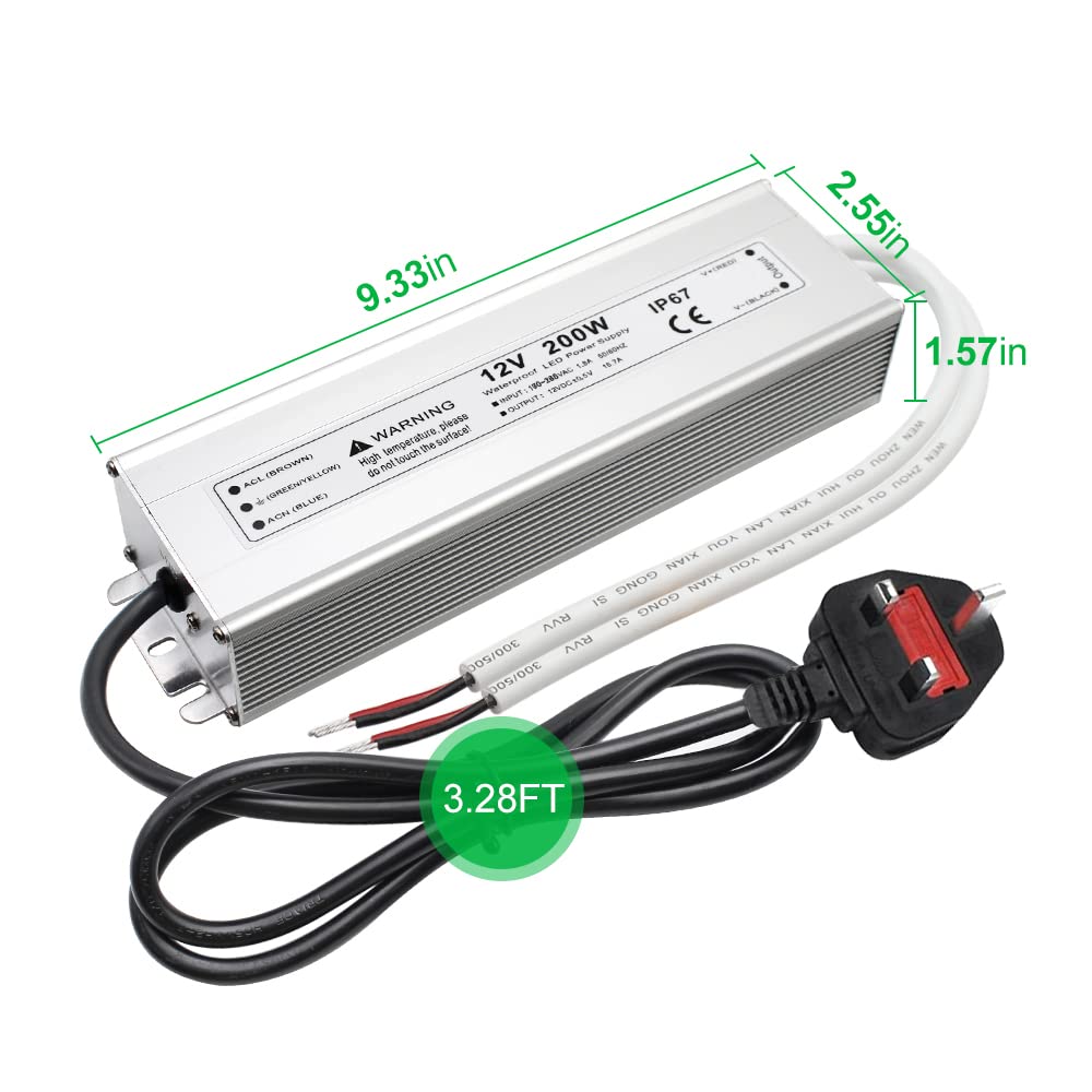 Wasserdichtes 12-V-LED-Netzteil, 175–265 V Eingang, 200–500 W, Einzel-/Doppelkabelausgang, LED-Treiber für den Außenbereich, CE/RoHS/FCC – UK/EU-Stecker und Kabeloptionen