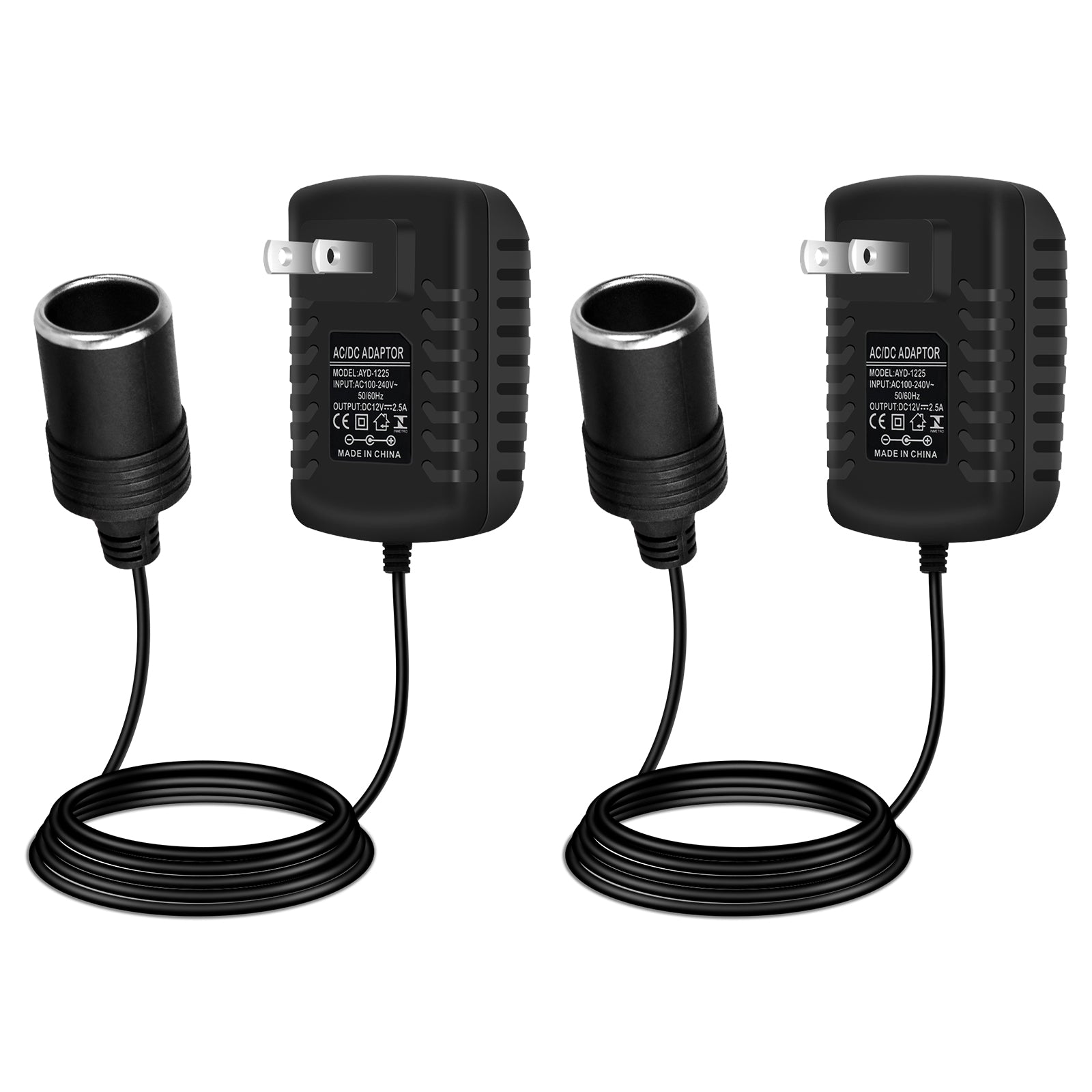 DC 12 V Zigarettenanzünder-Netzteiladapter 12 W–36 W, AC 100–240 V auf 12 V Konvertertransformator, Autosteckdosenladegerät für Pumpe, Kühler, LED-Leuchten – US-Stecker 