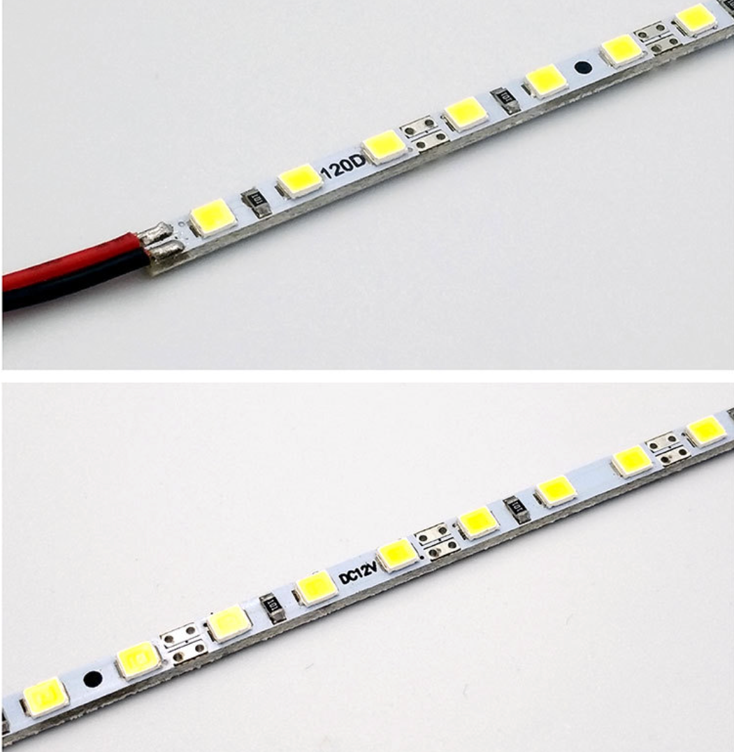 SMD2835 4MM Wide Rigid LED Strip Light  – DC12V / 24V | 4mm PCB | 12W/M | 120 LEDs/M | 1Meter Length | Warm White / Natural White / Daylight White / Cool White / Blue / Red / Green | High Brightness Indoor Lighting | 10 / 50PCS