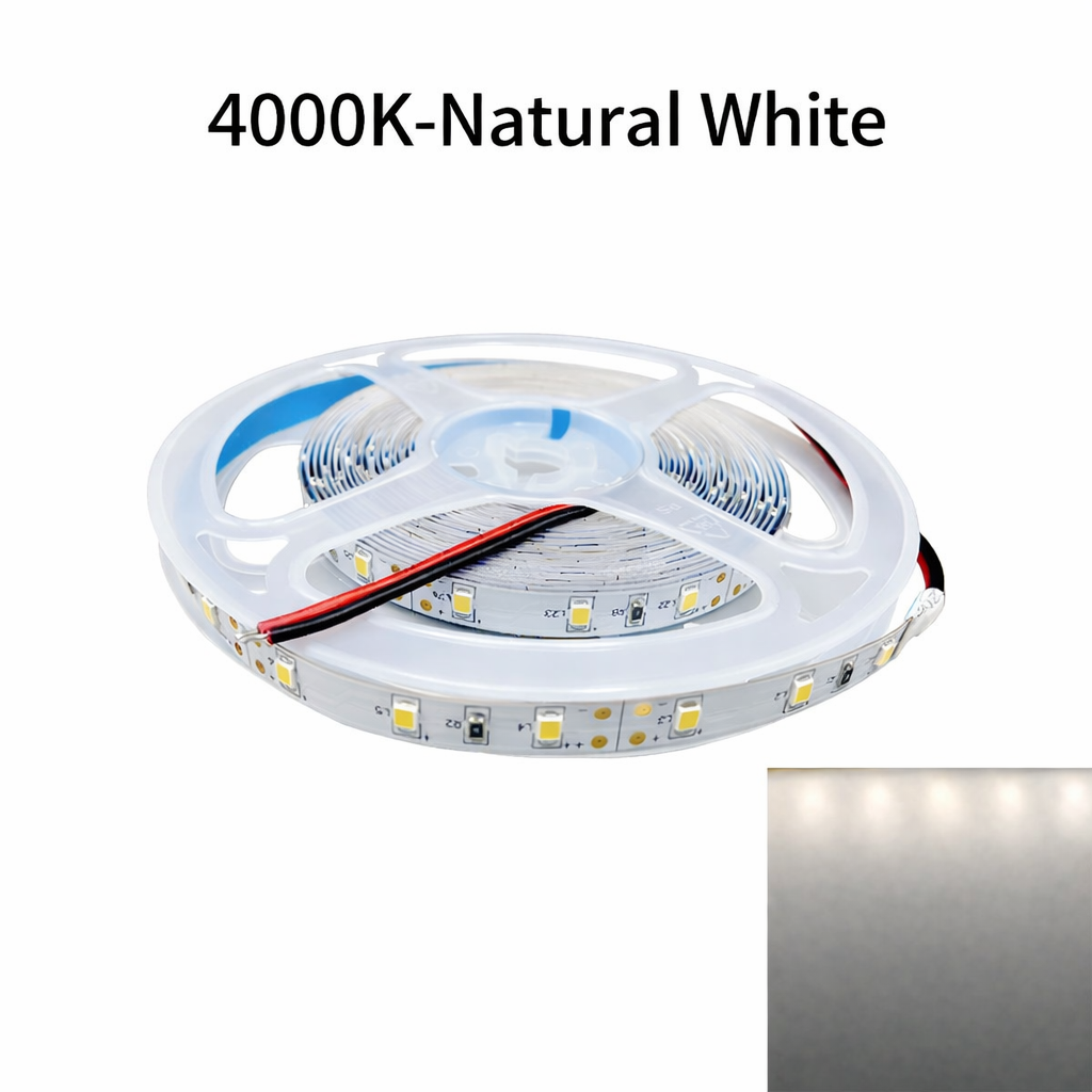 DC12V SMD2835 Single Color LED Strip Light – 60 LEDs/m | 8mm PCB | 0.2W per LED | High Brightness | IP00 / IP67 | Warm White / Natural White / Cool White / Blue | for Mirror, Kitchen Cabinet, Bedroom | 5/50M