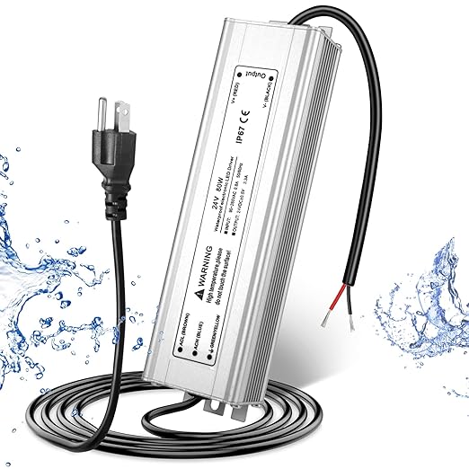 24V Waterproof LED Power Supply 30W–300W, 90–265V Input, Single/Dual Wire Output, Aluminum Housing, Outdoor LED Driver, CE/RoHS/FCC — US/UK/EU Plug & Wire Leads Options
