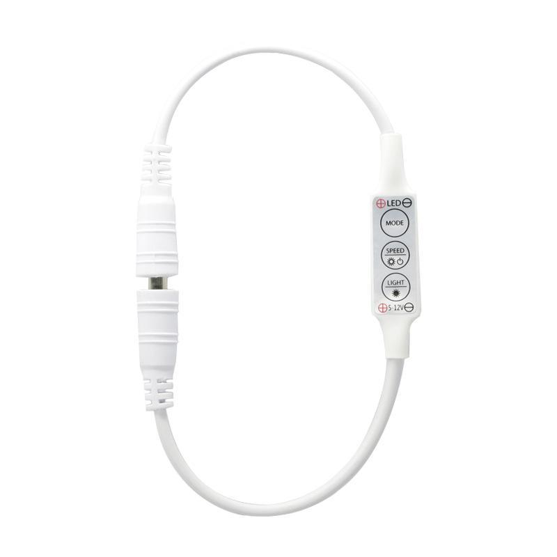 Single Color LED Strip Mini Dimmer – DC12V-24V 12A | Push-Button Inline LED Dimmer Controller | For LED Strips