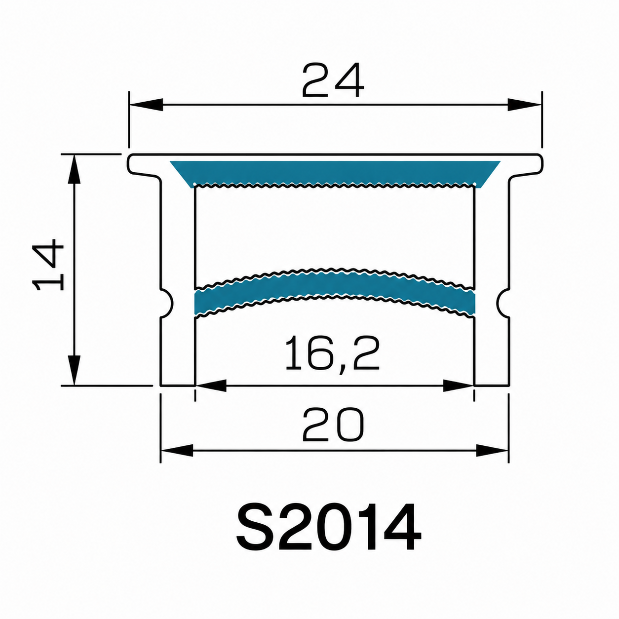 Q Series S2014 Quick Install LED Neon Light Housing | White Edge Structure | 20×14mm Top Emitting soft neon housing | Max Strip Width ≤16mm | Cabinet Display Lighting | 5M/50M