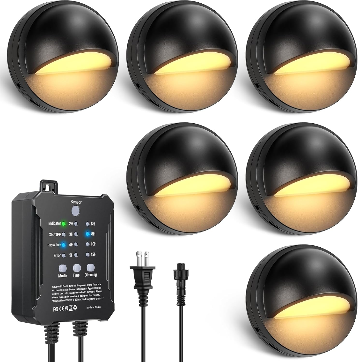 Low Voltage LED Deck Lights Kit - 6 / 8 Pack Fence Lights with Transformer Photocell Sensor | 3000K Warm White | IP67 Waterproof | Outdoor Lights for Walkway Stair Post Railing