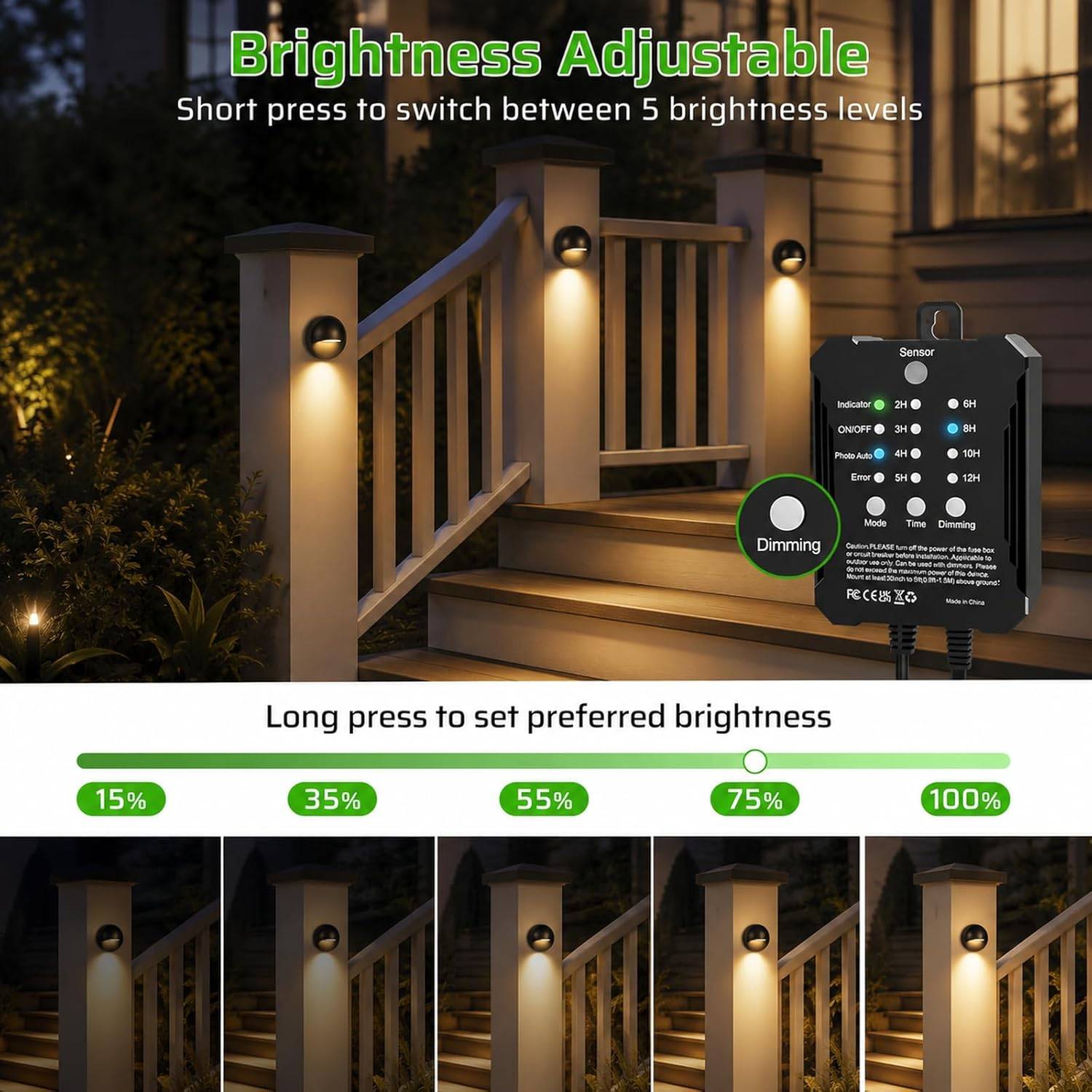 Low Voltage LED Deck Lights Kit - 6 / 8 Pack Fence Lights with Transformer Photocell Sensor | 3000K Warm White | IP67 Waterproof | Outdoor Lights for Walkway Stair Post Railing
