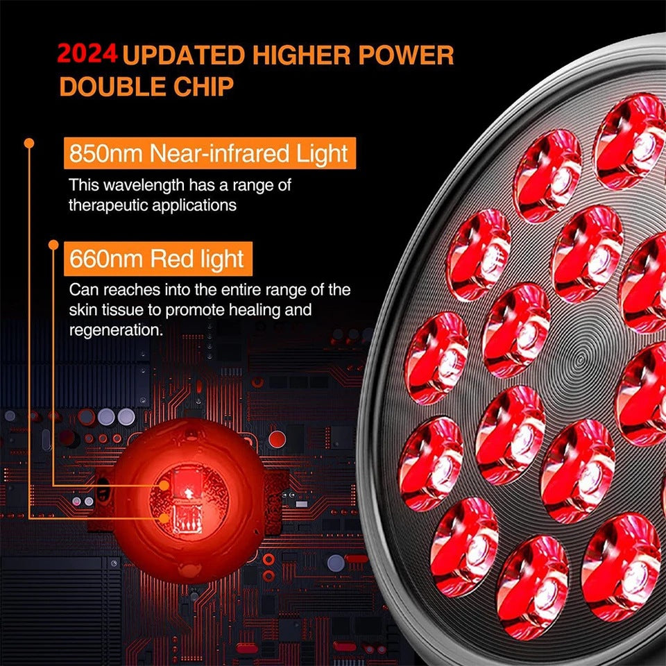 54W PAR38 Infrared Therapy LED Bulb – Dual Chip Red Light 660nm & Near Infrared 850nm | E26 / E27 Base | With / Without Desktop Clamp | US / EU Plug | Plug-In Red Light Therapy Lamp for Skin Beauty, Muscle & Joint Pain Relief