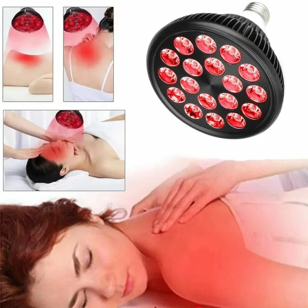 Lampe LED PAR38 à double puce 18 x 3 W, thérapie rouge, 660 nm (rouge) + 850 nm (NIR), double longueur d'onde synergique, avec support de sol évolutif et clip de table