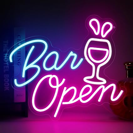 OPEN-Neonschild – Großes „O“ | 5 Leuchtfarbenoptionen | 42×22 cm (17×9 Zoll) | Fensteraufhängung | Plug &amp; Play für Schaufenster