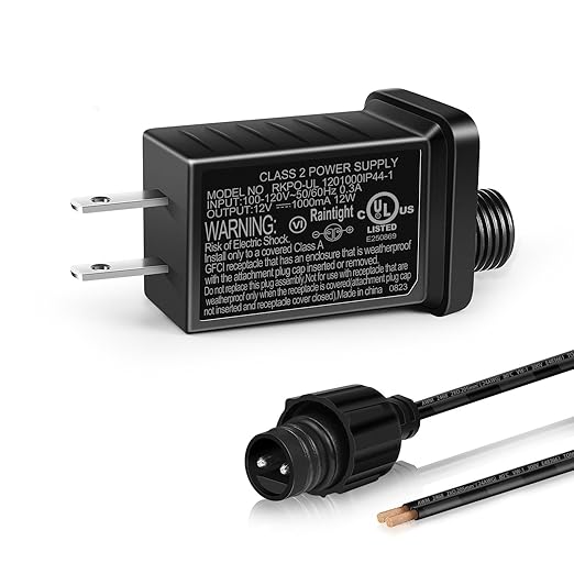 IP44 Class 2 Power Supply, AC 100–240V to DC 4.5V/12V/24V/30V Adapter Transformer, Waterproof Outdoor LED Driver for Inflatable Decorations, String Lights, Christmas Trees — US Plug