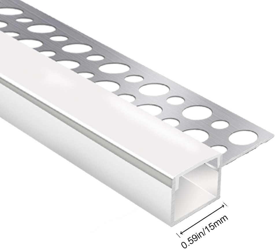 Einseitige Gipskarton-LED-Aluminiumkanäle – Passend für 1 bis 13 mm LED-Streifen | Silber | Milchweiße Abdeckung | 1 / 2 / 3 Meter | Silber | Milchweiße Abdeckung | 50 / 100 -Packung