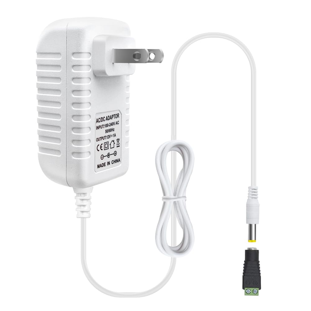 12-V-Netzteiladapter 12 W/24 W/36 W, AC 100–240 V Eingang, Wandstecker-Transformator, weißes Gehäuse – US-Stecker, LED-Treiber für Streifen/CCTV/Elektronik 