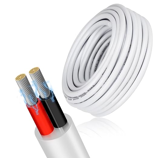 16 AWG Electrical Cable, 2/3/4/5 Core Stranded Tinned Copper Wire, Black/White PVC Sheathed Multi-Conductor Extension Cord for Wiring, 10/20/50m (33ft–165ft) Options
