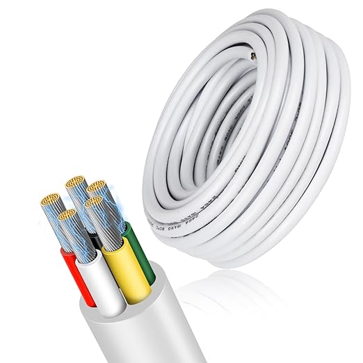 20 AWG Electrical Cable, 2/3/4/5 Conductor Stranded Tinned Copper Wire, Black/White PVC Sheathed Flexible Extension Cord for DIY Wiring, 10/20/50m (33ft–165ft) Options