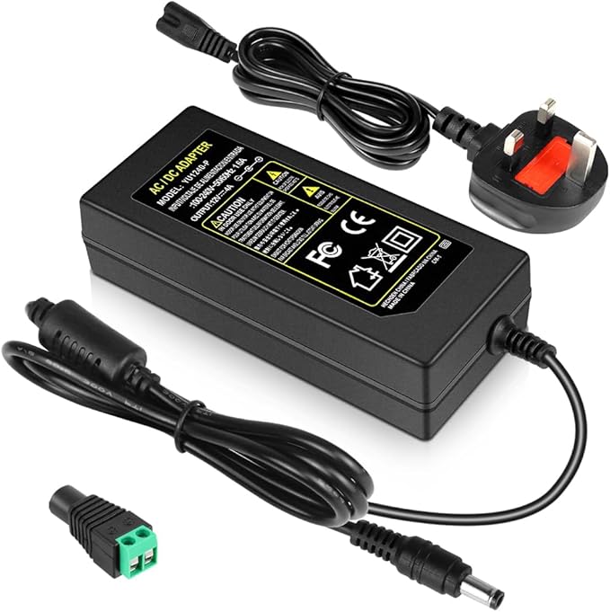 DC 12 V Desktop-Netzteiladapter 36 W–120 W, AC 100–240 V Eingang, Schalttransformator-Ladegerät mit US/UK-Stecker – für LED-Streifenlichter, CCTV, Pumpen und Elektronik